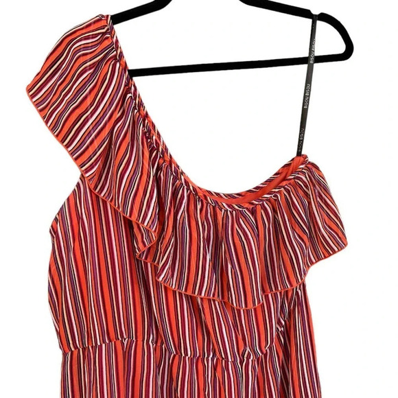 BISOU BISOU Women's Red Multistripe Off The Shoulder Dress Size 16 - Picture 2 of 8
